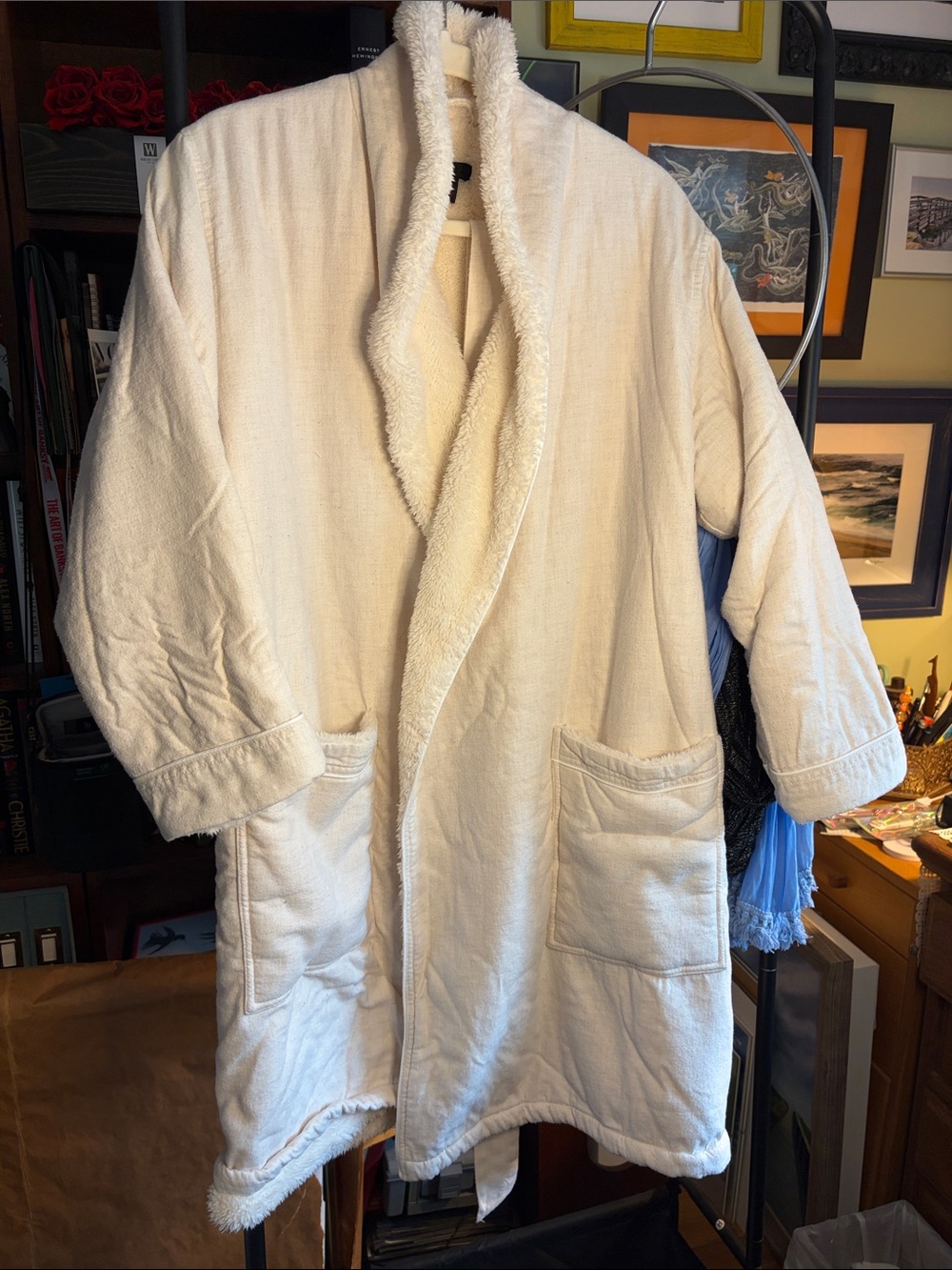 J. Crew Cream Teddy Coat with Shawl Collar and Pockets
